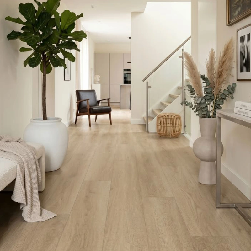 Shop Light Oak PVC flooring for bright rooms, featuring subtle grain and a smooth surface suited to modern décor
